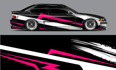 vector racing car wrap design for vehicle vinyl stickers and automotive company sticker livery. Eps 10