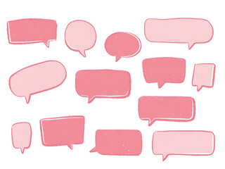 Collection of various pink speech bubbles on white