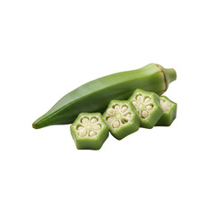 Fresh Okra Pods and Slices