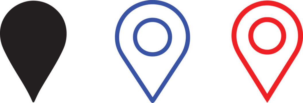 &Eacute;pingles de couleur ic&ocirc;nes de localisation, ensemble de pictogrammes simples et modernes.