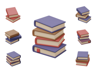 stacks of colorful books floating in air