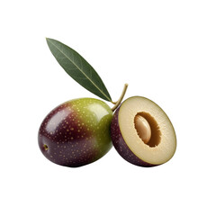 Halved Olive with a Leaf