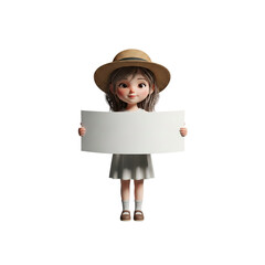 Girl with hat holding blank sign