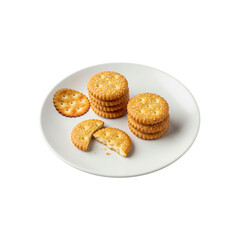Crackers on a white plate on Transparent Background