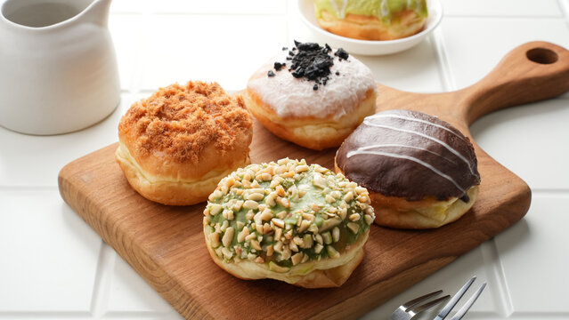 Delicious donuts with various toppings