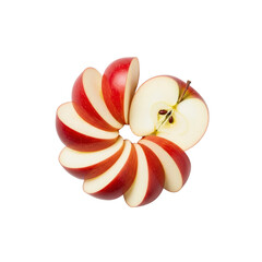 Sliced Red Apple Isolated on Transparent Background
