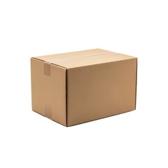 Cardboard box sealed with tape on Transparent Background