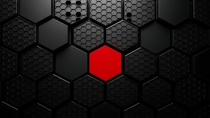 Futuristic Hexagon Background with Red Metallic Accents