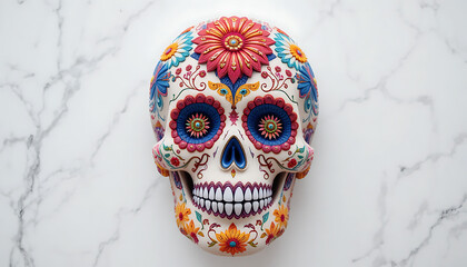 Dia de los Muertos sugar skull, isolated on a white background
