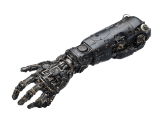 Robotic Arm Prototype On Grey Background