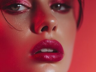 Stunning Beauty Shot with Gradient Gel Lights and Flawless Makeup