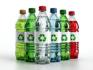Neatly Stacked Recyclable Plastic Bottles for Eco-Friendly Use