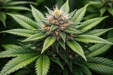 Green, juicy cannabis and marijuana, hemp