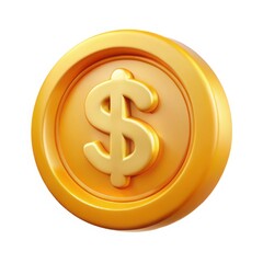 Obraz premium A single gold coin with a dollar sign embossed on it, isolated on white background