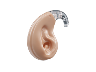 Hearing Aid Device on Light Blue Background