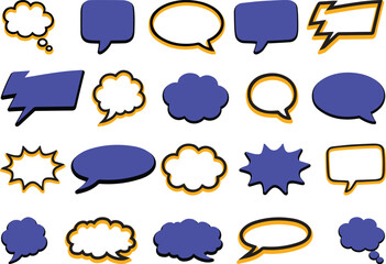 Fototapeta premium Comic Speech Bubble Icon Set for Messages and Dialogues.