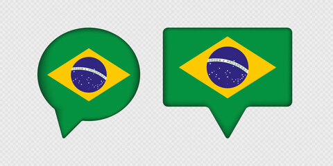 Flag of Brazil in speech bubble.