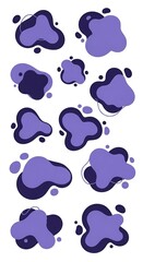 Abstract shapes in shades of purple, modern design elements.