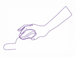 Minimal Line Art Hand Using Computer Mouse &mdash; Horizontal Illustration
コンピューターマウスを操作する手のミニマル線画イラスト（横構図）