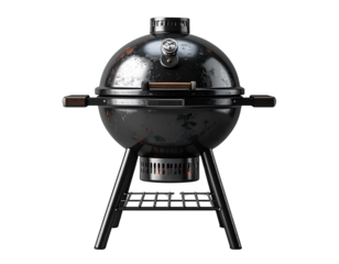 - Classic charcoal barbecue grill with lid, isolated transparent PNG 
