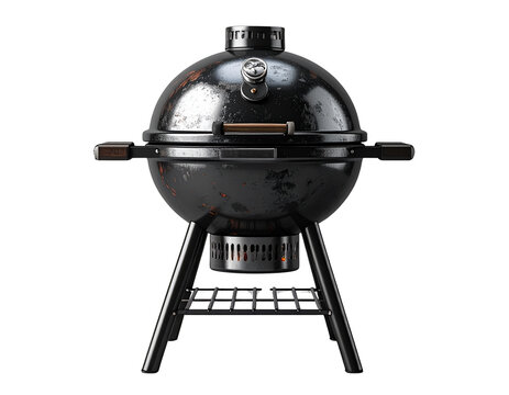 - Classic charcoal barbecue grill with lid, isolated transparent PNG 