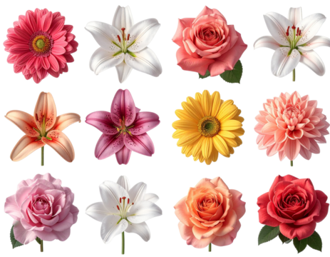 - Birth month flowers collection, individual botanical blooms, isolated PNG  - Powered by Adobe