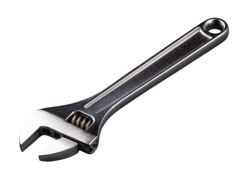 Adjustable Wrench on Grey Background - Powered by Adobe
