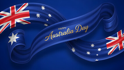 Vibrant Australia Day Celebration Vector Illustration with Ribbon and Flag Design Elements