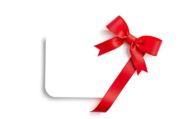 Red ribbon on white note