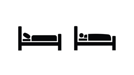 Simple depiction of two beds in a room black and white silhouette