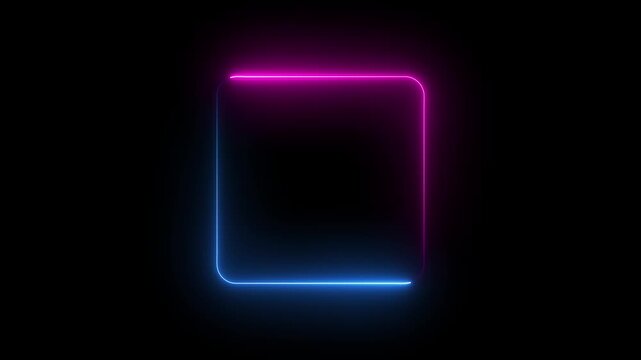 This image shows two overlapping glowing rectangles rendered in a vibrant magenta or purple neon color against a solid black background.