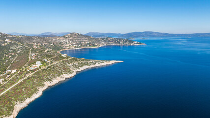 Aerial view of the coastline on Crete island, Greece