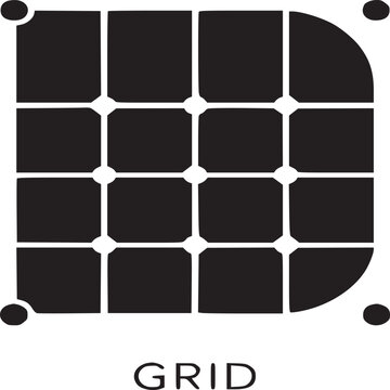 Minimalist letter D logo grid system, geometric alphabet typography design, black and white modular font construction, architectural letterform vector