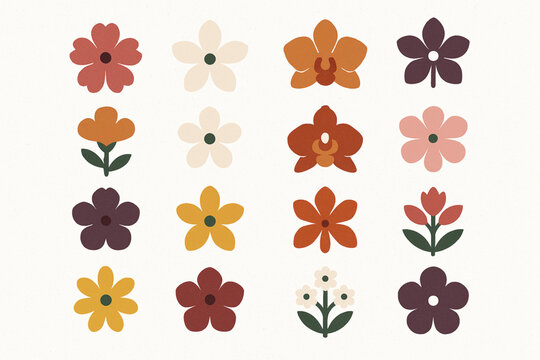 Paraguayan flower vector icons rugged flat style