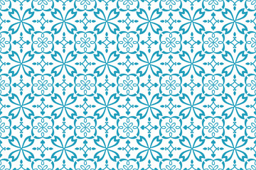 Blue Ornamental Geometric Seamless Pattern