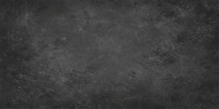 A dark and black grunge background featuring a textured gray concrete wall with an old, dirty stone surface and aged vintage paper pattern for a rough backdrop design. metal wall texture, light fog