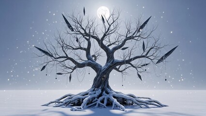 Winter tree with ice and frozen tears