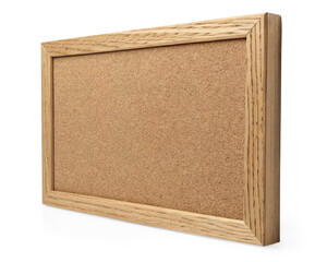 Fototapeta premium Wooden Cork Board with Light Frame, Stylish Wooden-Framed Cork Bulletin Board, Perfect Blank Cork Board for Notes and Reminders, Versatile and Practical on Transparent Background.