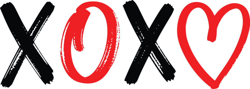 XO Love Hand Drawn Brush Typography Heart Illustration
