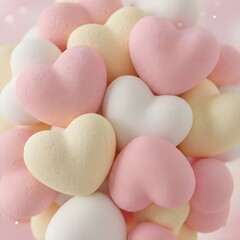 Obraz premium 핑크 톤 배경 위 화이트 하트장식a white heart decoration over a pink-tone background