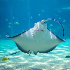 Majestic Stingray Gliding Gracefully Through Crystal Clear Waters.