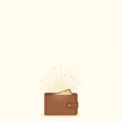 지갑에 돈이 끼어져있는 일러스트레이션 공백 텍스트박스 프레임Illustration blank text box frame with money in the wallet