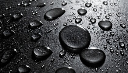 Water Droplets On Dark Surface Macro Background