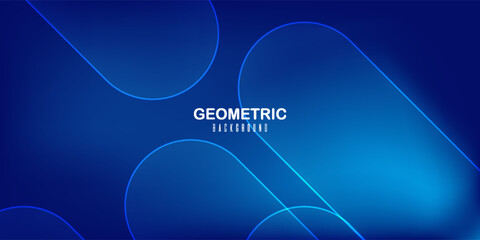 Abstract Blue Gradient Background with Neon Line Waves. Modern creative trendy design in vector illustration