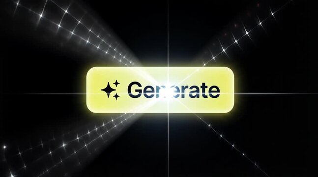 Glowing Generate Button with Sparkles Icon on Black Background