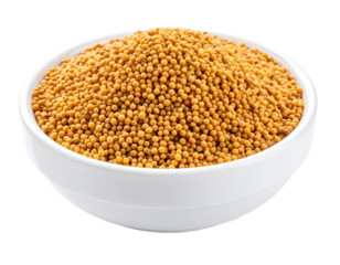 Healthy raw buckwheat and yellow millet grains in wooden bowls isolated on a white background as organic vegetarian ingredients for a natural dry cereal diet