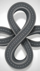Intertwined roads forming an infinity loop symbolizing journey and connection