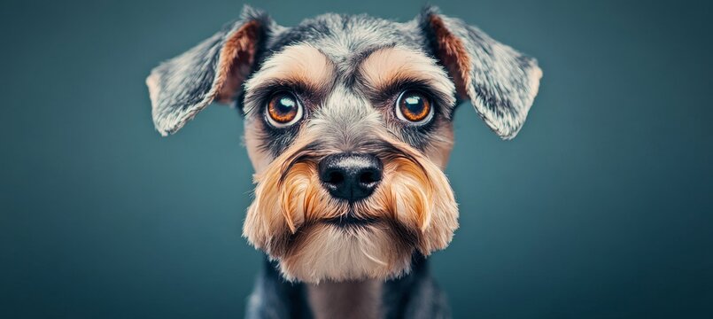 Adorable Miniature Schnauzer Puppy with Bright Eyes and Fluffy Fur Posing in a Clean Studio Setting