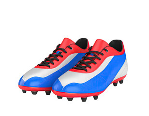 A pair of new fashion sport sneakers in black and white leather, featuring rubber soles and laces, isolated on a white background as a stylish footwear object for running and sports