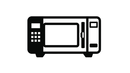 Obraz premium A simple black microwave oven appliance design a modern kitchen silhouette